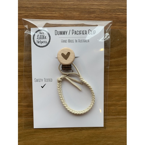Faux Leather Dummy Clip - Ivory With Heart
