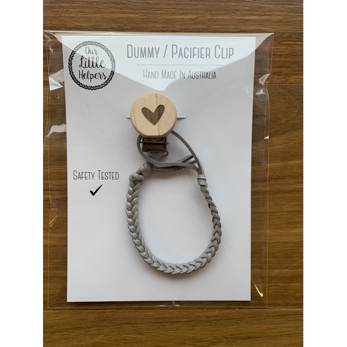 Faux Leather Dummy Clip - Silver Shimmer With Heart