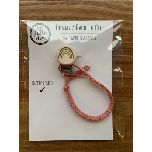 Faux Leather Dummy Clip - Dusky Pink With Rainbow