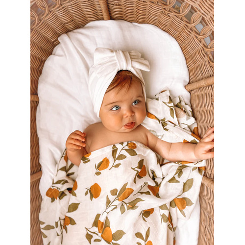 Organic Muslin Wrap Swaddle - Golden Pears