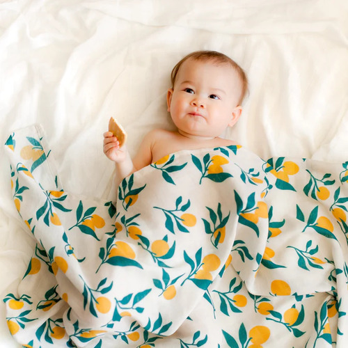 Organic Muslin Wrap Swaddle - Lemons