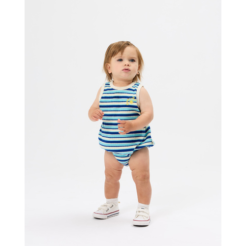 Romper | Waffle Bubble | Blue