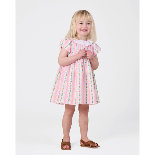 Dress | Flo Smocked | Antique Stripe Strawberry