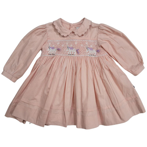 Unicorn Smocked Dress - Dusty Pink