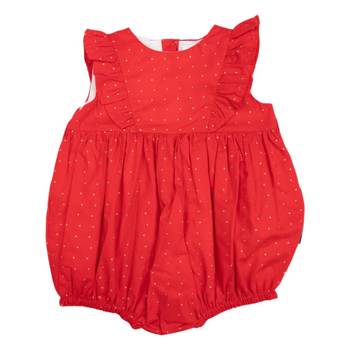 Gold Spot Frill Sunsuit - Red