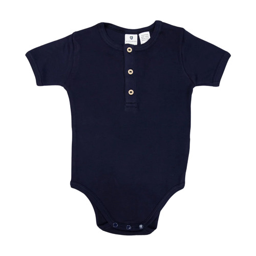 Cotton Modal Henley Bodysuit - Navy