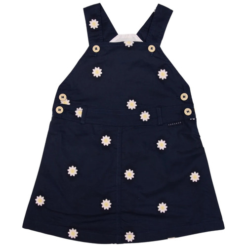 Flower Embroidered Pinafore - Navy