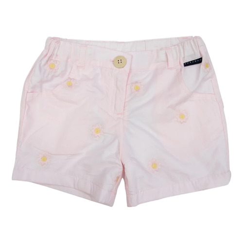 Flower Embroidered Shorts - Light Pink
