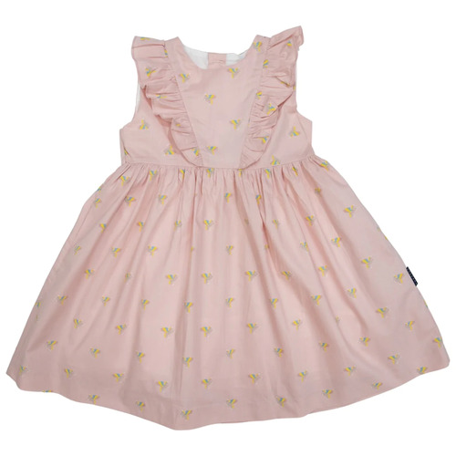 Unicorn Cotton Poplin Frill Dress - Dusty Pink