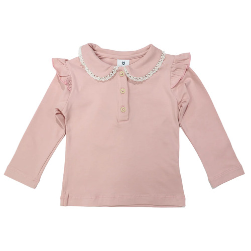 Collared Frill Top - Dusty Pink