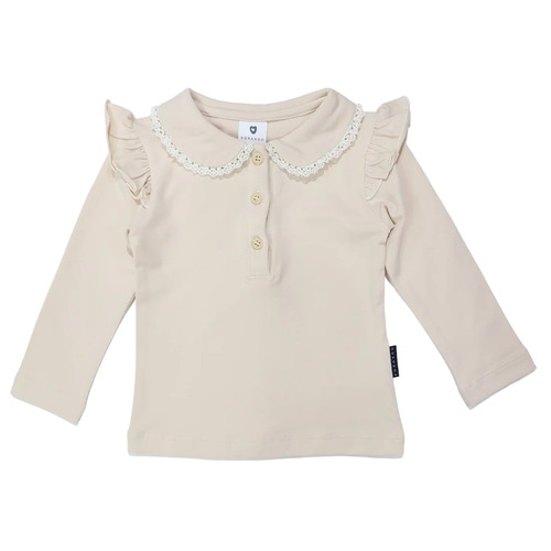 Collared Frill Top - Tapioca