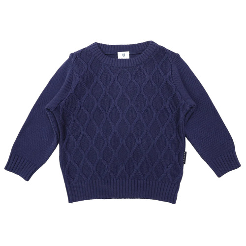 Pattern Knit Sweater - Navy