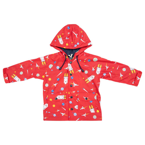 Terry Towelling Lined Raincoat - Space Rocket Red