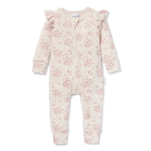 Emmy Floral Zip Romper - Natural