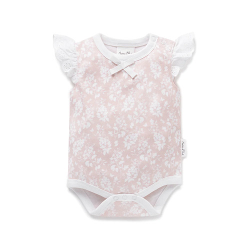 Pink Floral Lace Onesie - Mauve Chalk