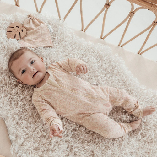 Aster & Oak Song Bird Zip Romper - Misty Rose