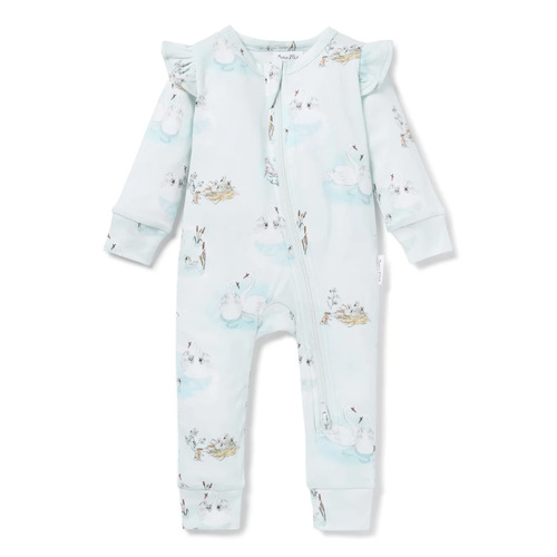 Swan Zip Romper - Pale Blue