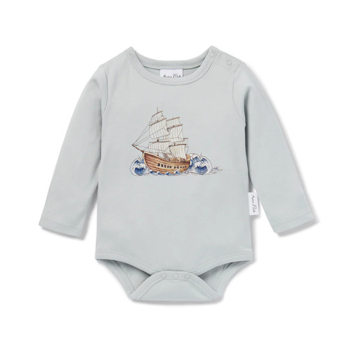 Ship Print Onesie - Blue Dawn