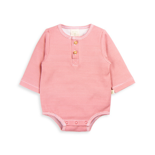 Bodysuit | Henley Long Sleeve | Cedar Stripes