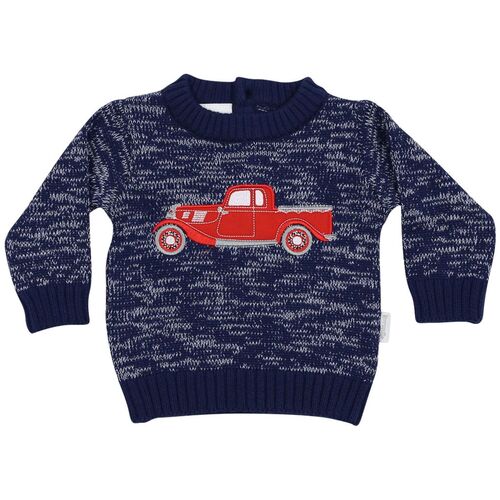 Vintage Car Knit Sweater - Navy Fleck