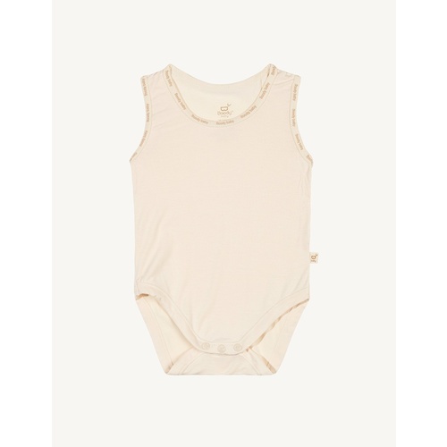 Boody Baby Sleeveless Bodysuit With Elastic Trim - Chalk