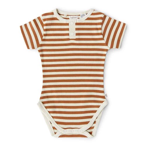 Short Sleeve Bodysuit - Biscuit Stripe