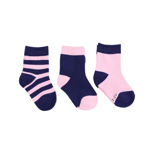 3 Pack Baby Socks - Pink/Navy
