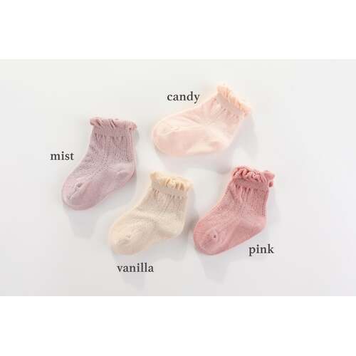 Frilly Crew Socks - Pink