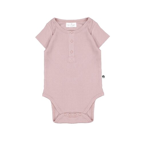 Short Sleeve Henley Rib Bodysuit - Dusty Rose