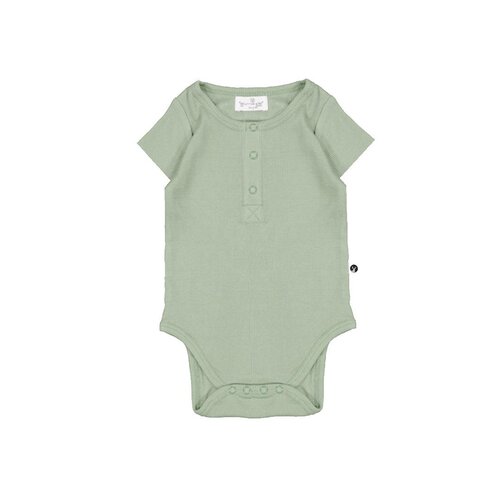 Short Sleeve Henley Rib Bodysuit - Sage