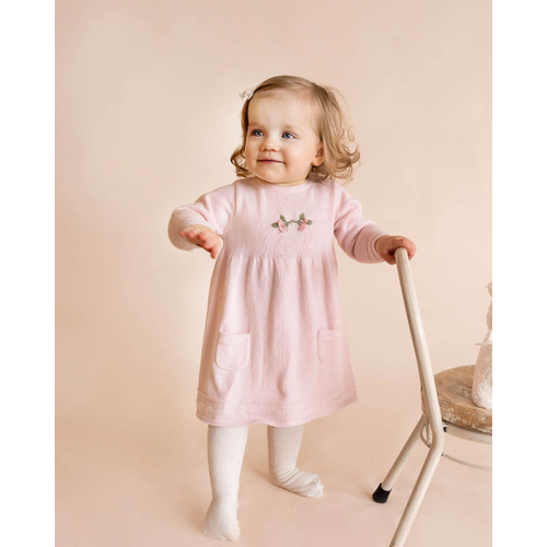 Dress | Hand Embroidered Knit | Pale Pink Charlie