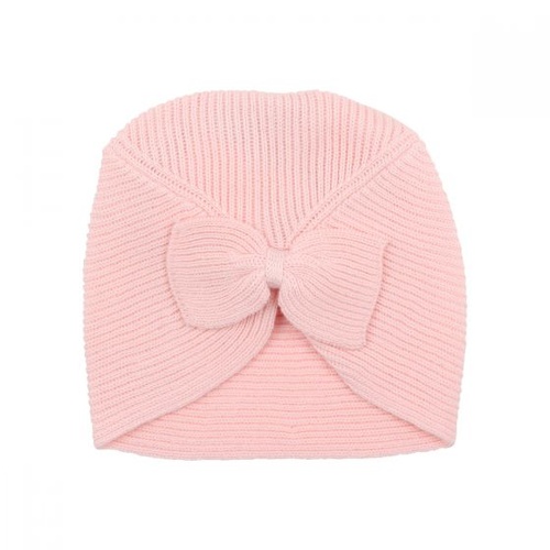 Layla Bow Knit Beanie - Pink