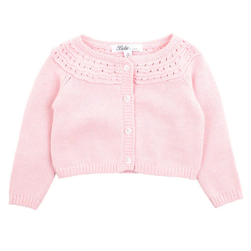 Noa Pink Cardigan With Lace - Peachy Pink