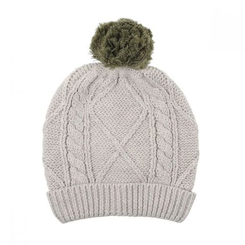 Tate Cable Knit Beanie - Mushroom Marle