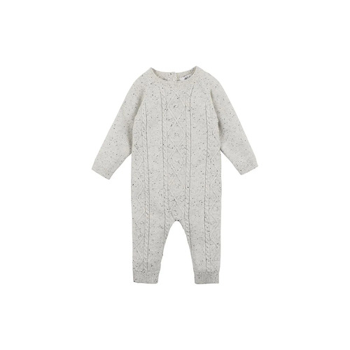 Blair Cable Knit Romper - Grey Marle