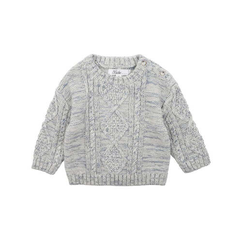 Liam Cable Knitted Jumper - Pebble Mix