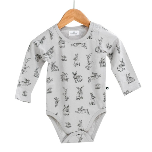 Long Sleeve Onesie - Grey Burrowers