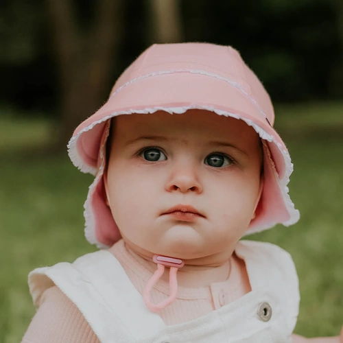 Legionnaire Flap Hat I Ruffle Trim I Blush