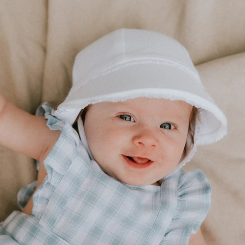 Legionnaire Flap Hat I Ruffle Trim I White