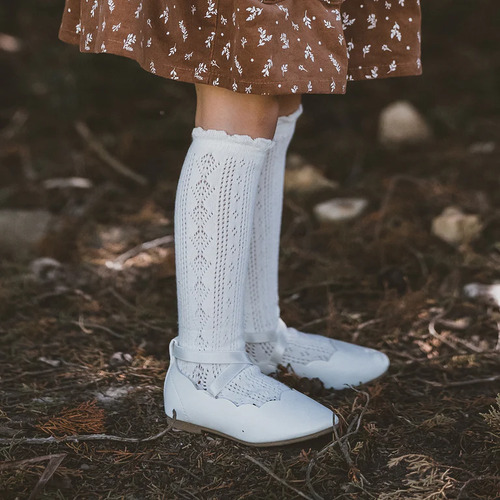 Pointelle Knee High Socks - Cloud