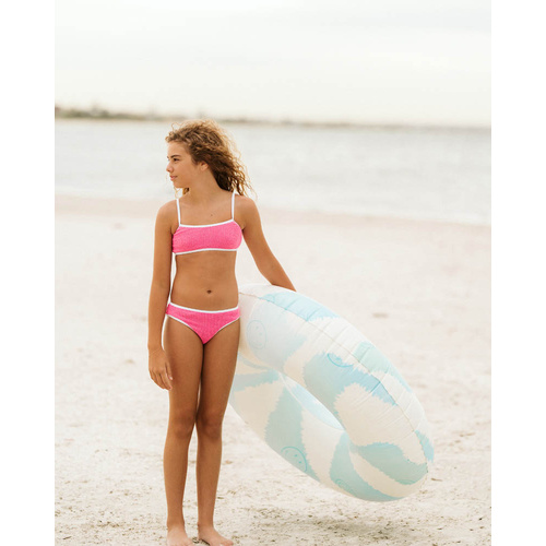 Swimsuit | Crinkle 2 Piece Bikini | Bubblegum/White