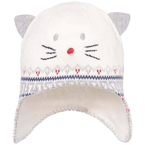 Organic Earmuff Beanie Pussycat - Cream