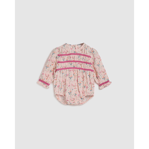 Romper | Double Woven Cotton Gauze | Pixie Pink Bird