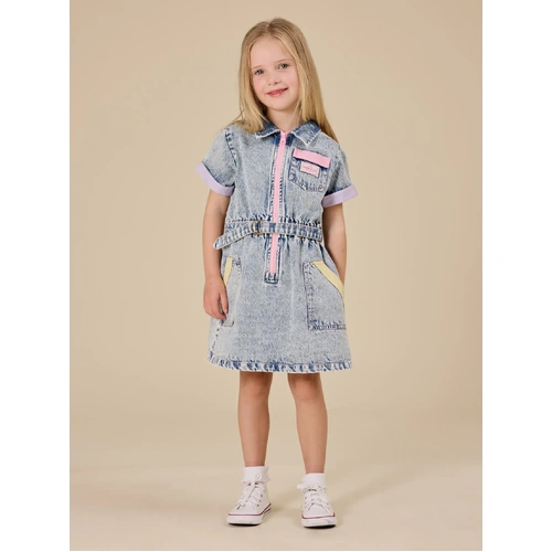 Pastel Pop Piper Denim Belted Dress