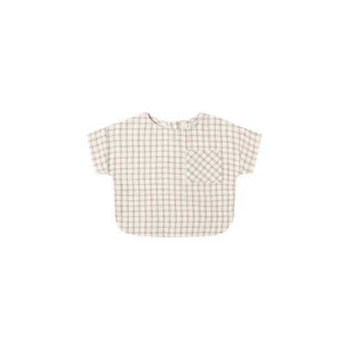 Woven Boxy Top - Cedar Check