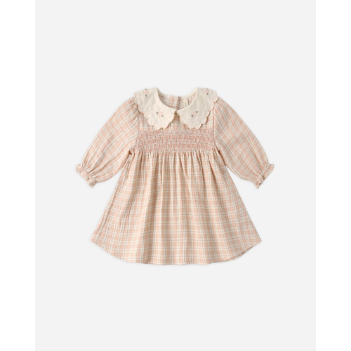 Dress | Embroidered and Smocked | Callie Plaid Pink