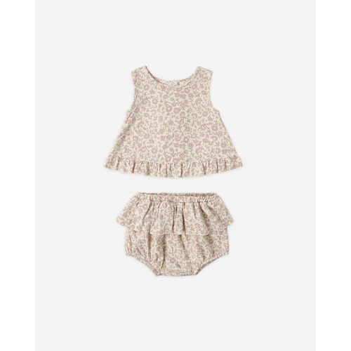 2 Piece Set | Ruffled Tulip Top and Bloomer | Dahlia Natural