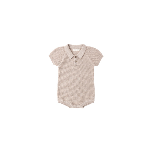 Romper | Knit Polo | Heathered Latte