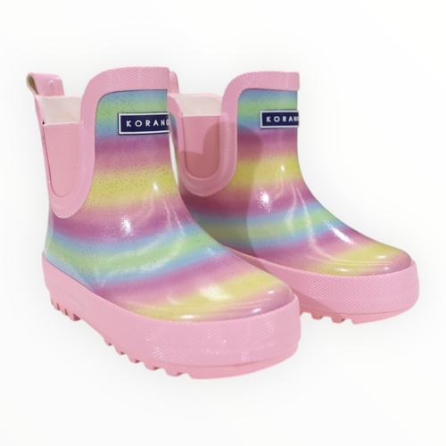 Gumboot | Short | Glitter Rainbow Pink
