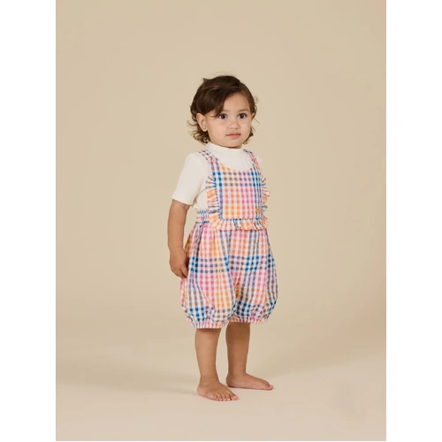 Rainbow Gingham Bubble Frill Romper